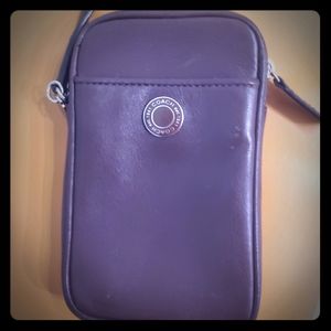 Brown leather coach camera case/wristlet